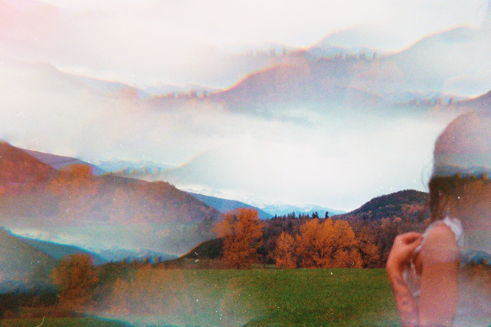 Over the Hills and Far Away — Mayra Rae, 35mm self-portrait shot through a prism, 2023